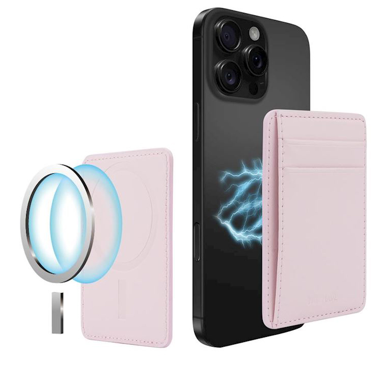 Musthavz leren MagSafe wallet roze