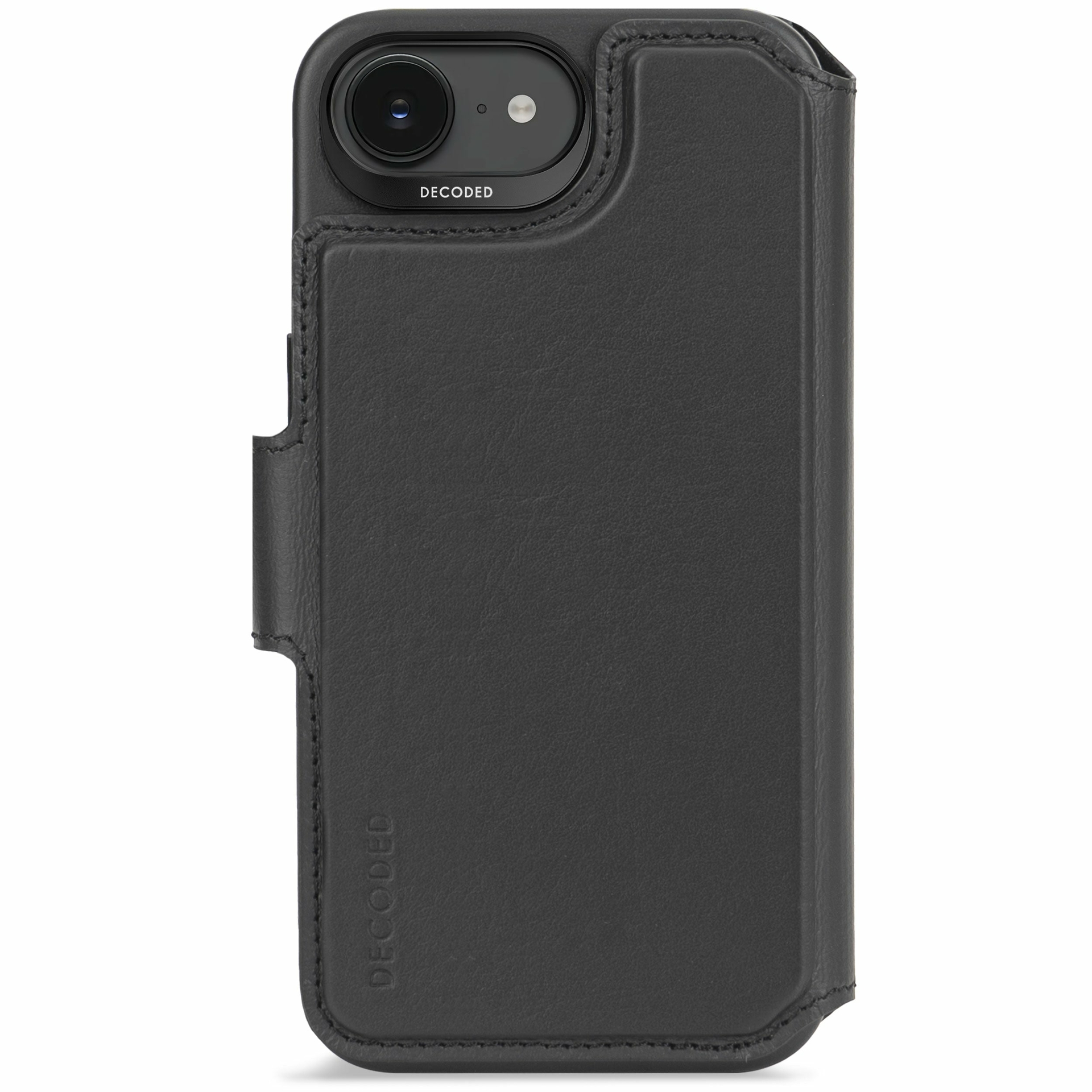 Decoded leren 2 in 1 wallet iPhone 17e / 16e hoesje zwart