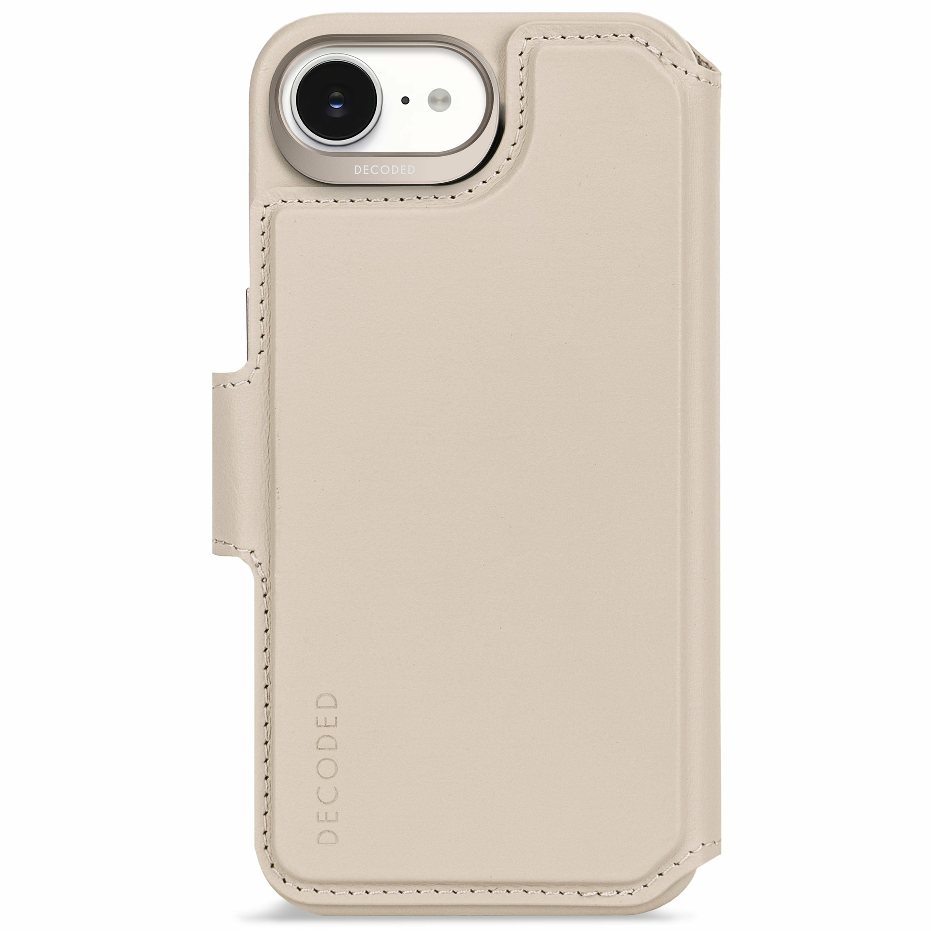 Decoded leren 2 in 1 wallet iPhone 17e / 16e hoesje clay