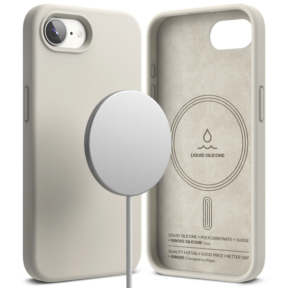 Ringke Siliconen MagSafe iPhone 17e / 16e hoesje stone