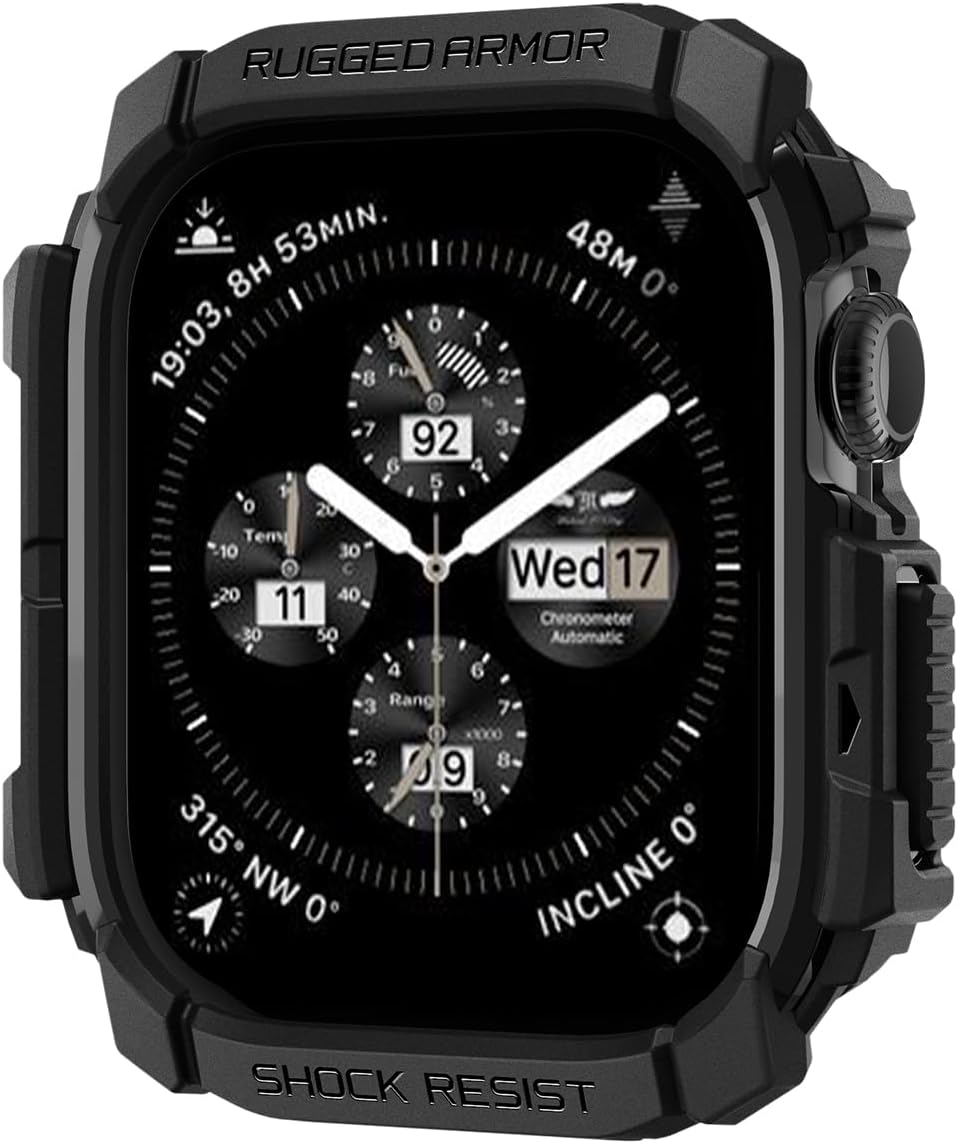 Spigen Rugged Armor Apple Watch 10 46 mm hoesje zwart