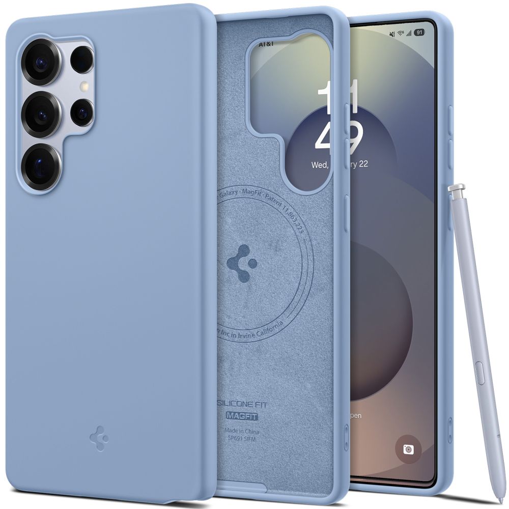 Spigen Silicone Fit MagSafe Galaxy S25 Ultra hoesje blauw