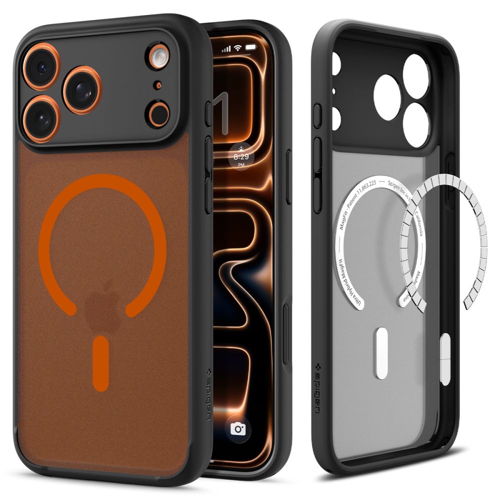 Spigen Ultra Hybrid MagSafe iPhone 17 Pro hoesje frost zwart / oranje