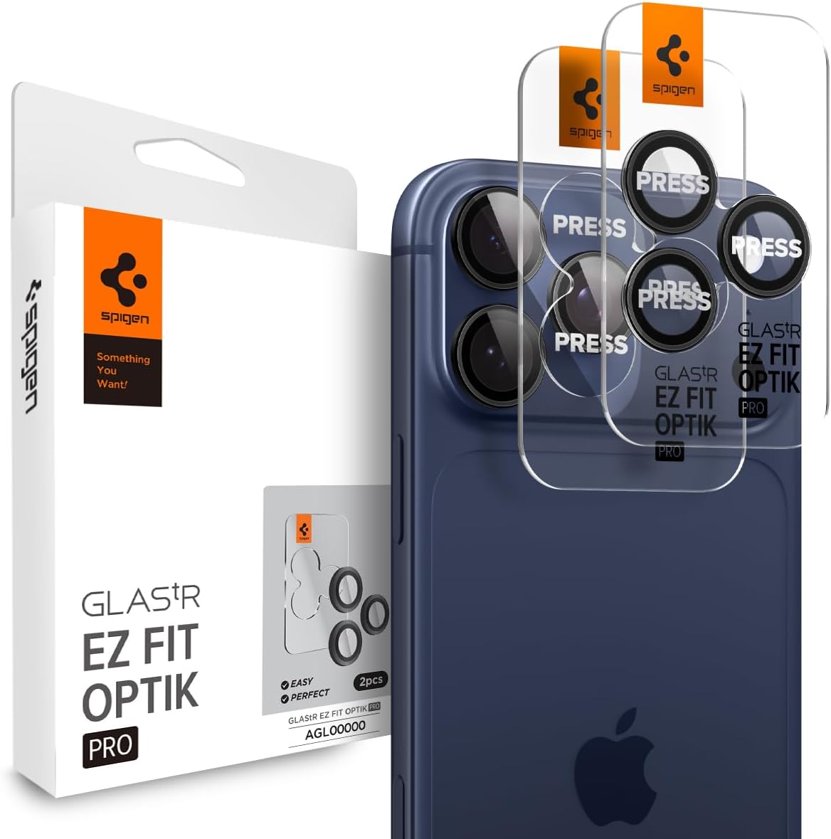 Spigen Optik EZ Fit iPhone 17 Pro / 16 Pro / 17 Pro Max / 16 Pro Max camera beschermer 2 pack blauw