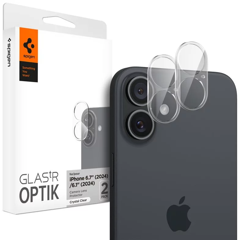 Spigen Optik iPhone 16 / iPhone 16 Plus camera beschermer 2 pack transparant