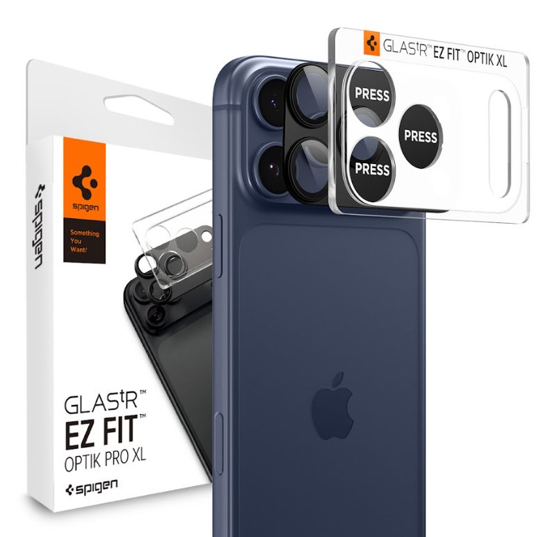 Spigen Optik Pro XL EZ Fit iPhone 17 Pro camera protector zwart