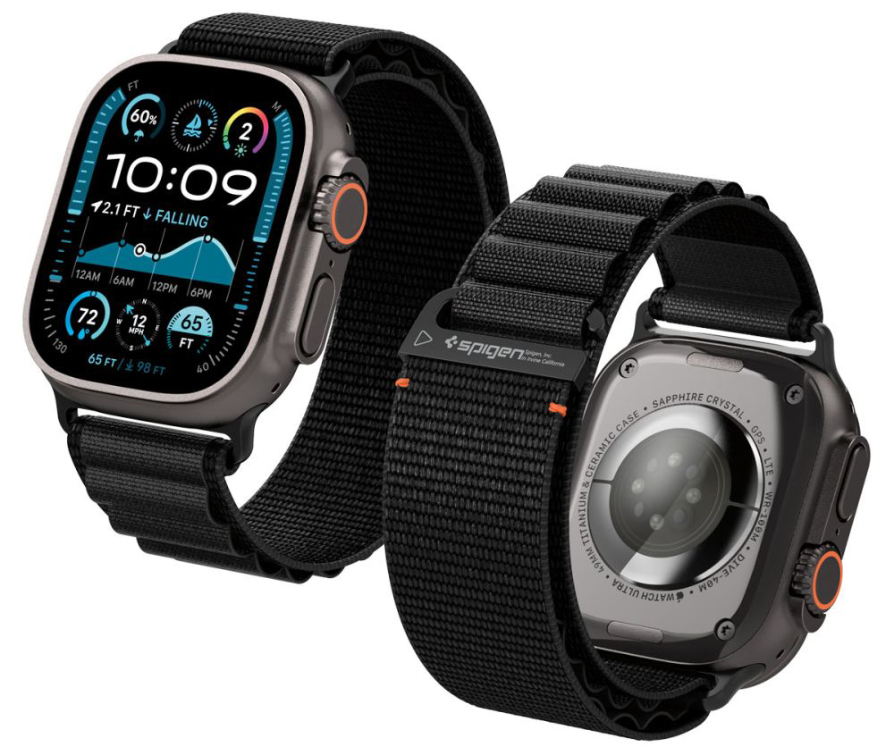 Spigen WBF1 Band Apple Watch 49 / &nbsp;46 / 45 / 44 &nbsp;mm bandje zwart
