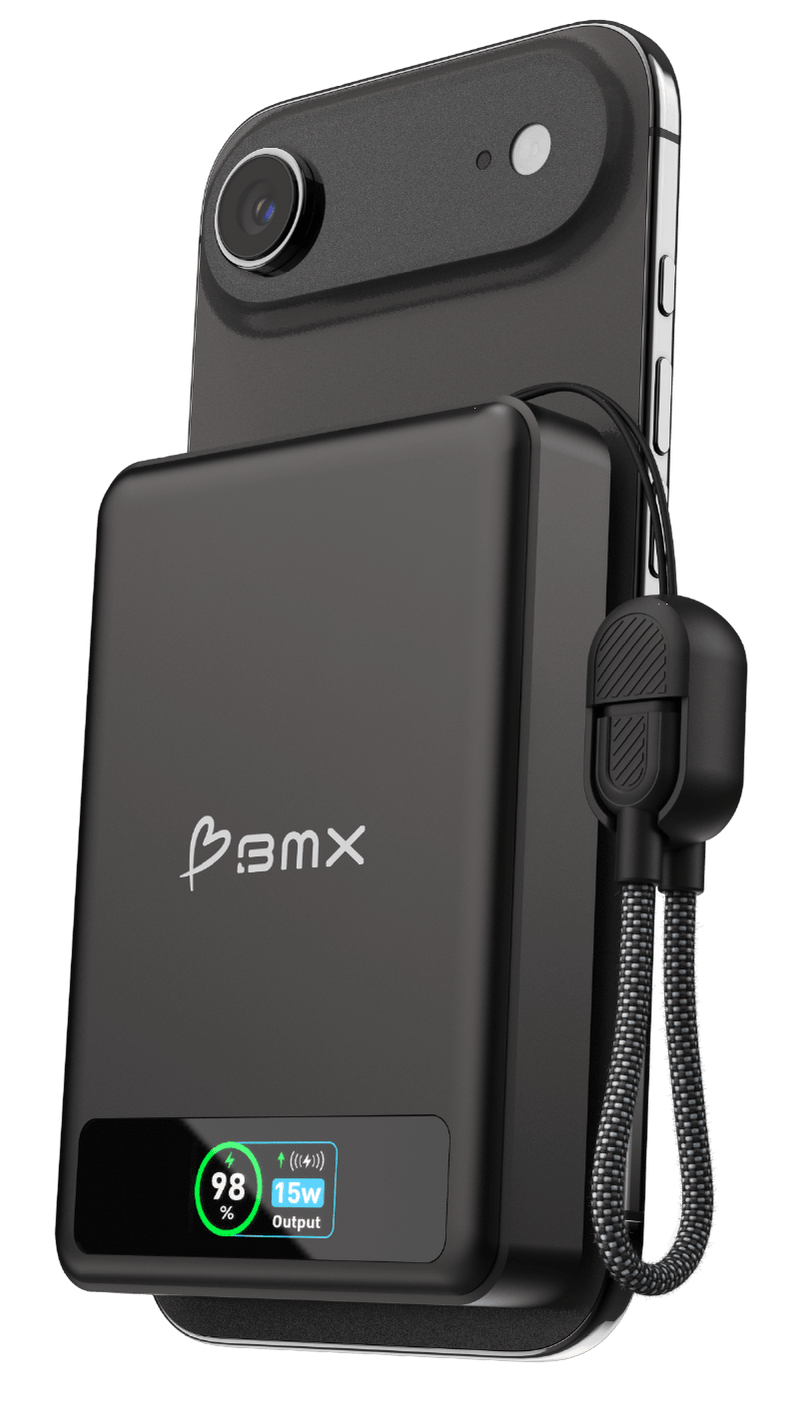 BMX SolidSafe 10 K MagSafe solid-state powerbank 10000 mAh zwart