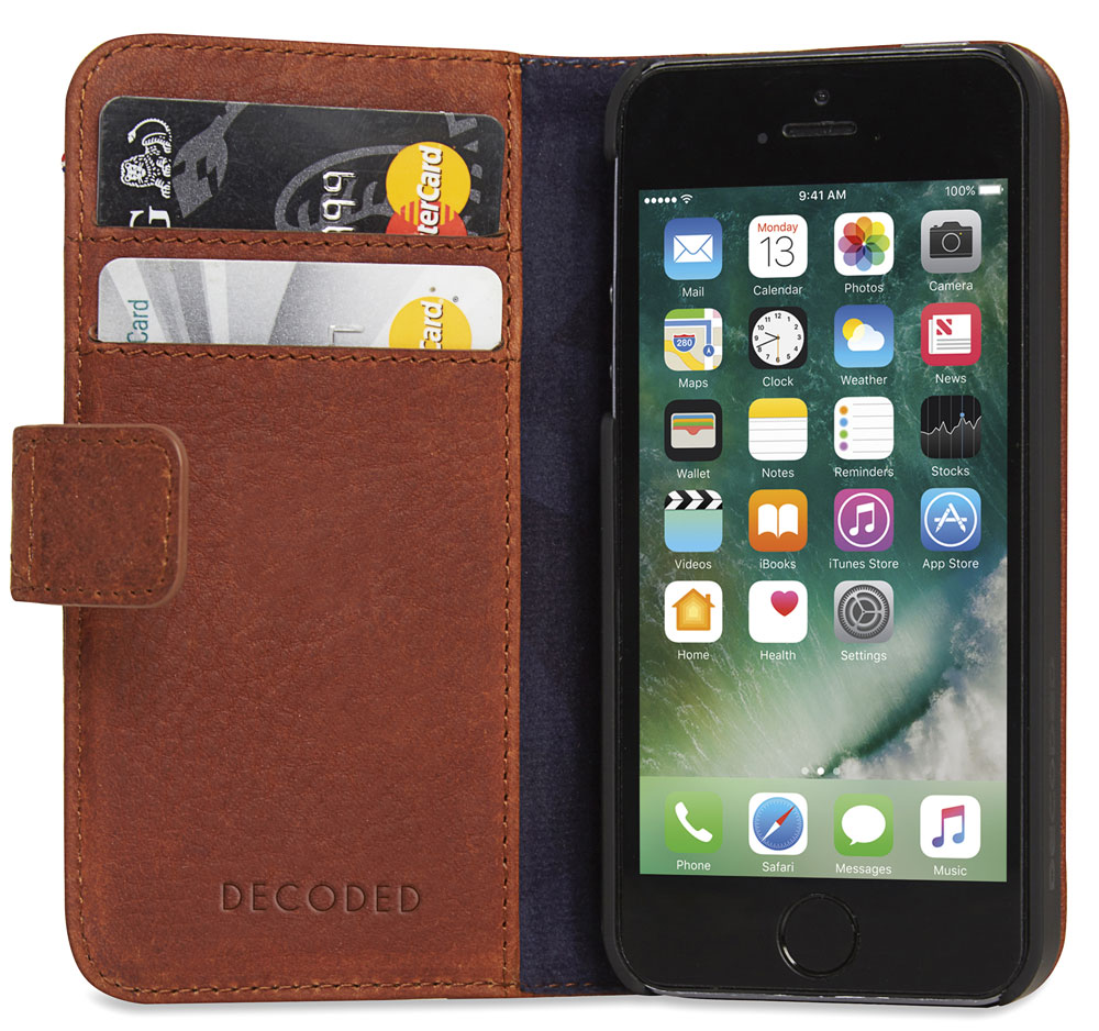 Decoded Leather Book Wallet iPhone SE/5S hoesje Brown