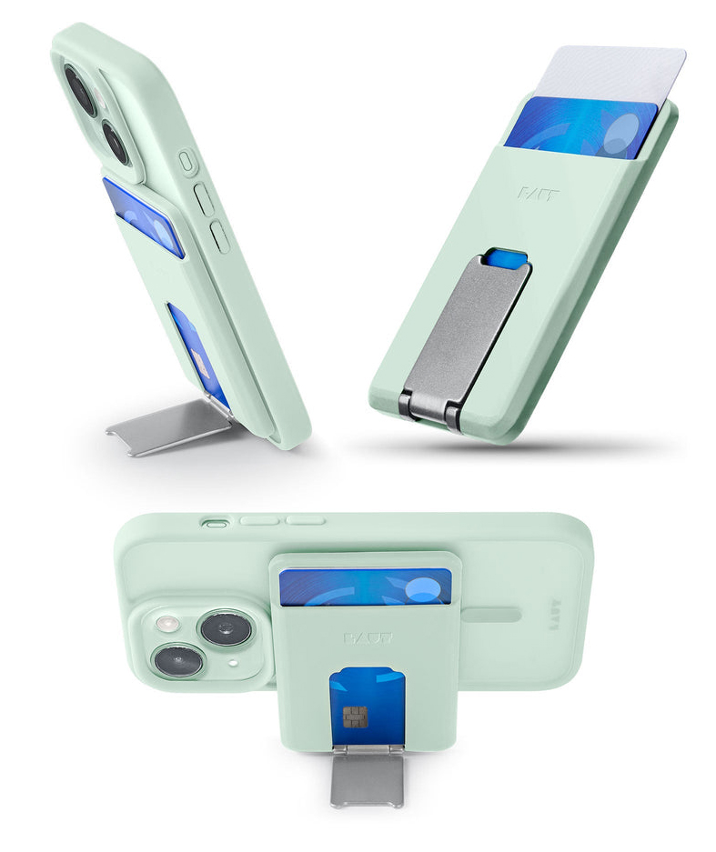 LAUT Flexi Prop MagSafe wallet portemonnee hoesje mintgroen