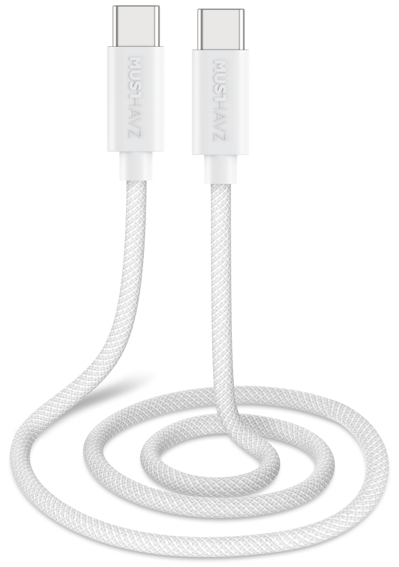 Musthavz braided USB-C naar USB-C kabel 1 meter wit