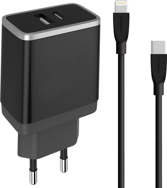 Mobiparts Dual USB Thuislader + kabel Zwart