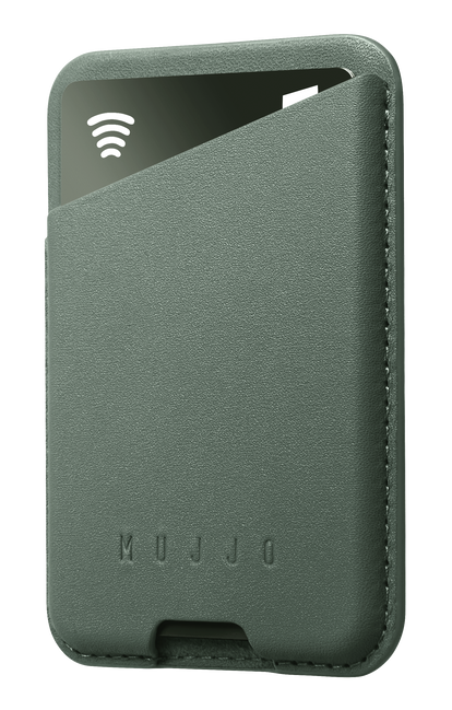 Mujjo leren MagSafe Card Wallet hoesje green smoke