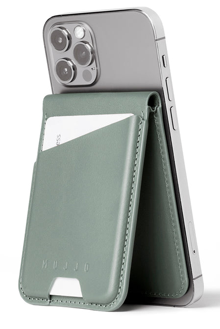 Mujjo MagSafe wallet stand hoesje green smoke