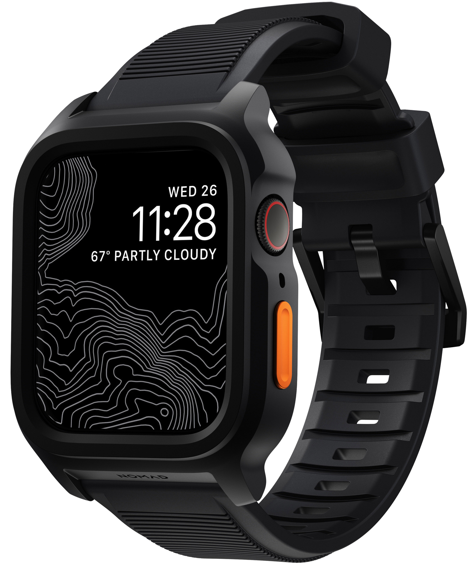 Nomad Rugged case Apple Watch  45 mm bandje zwart / oranje