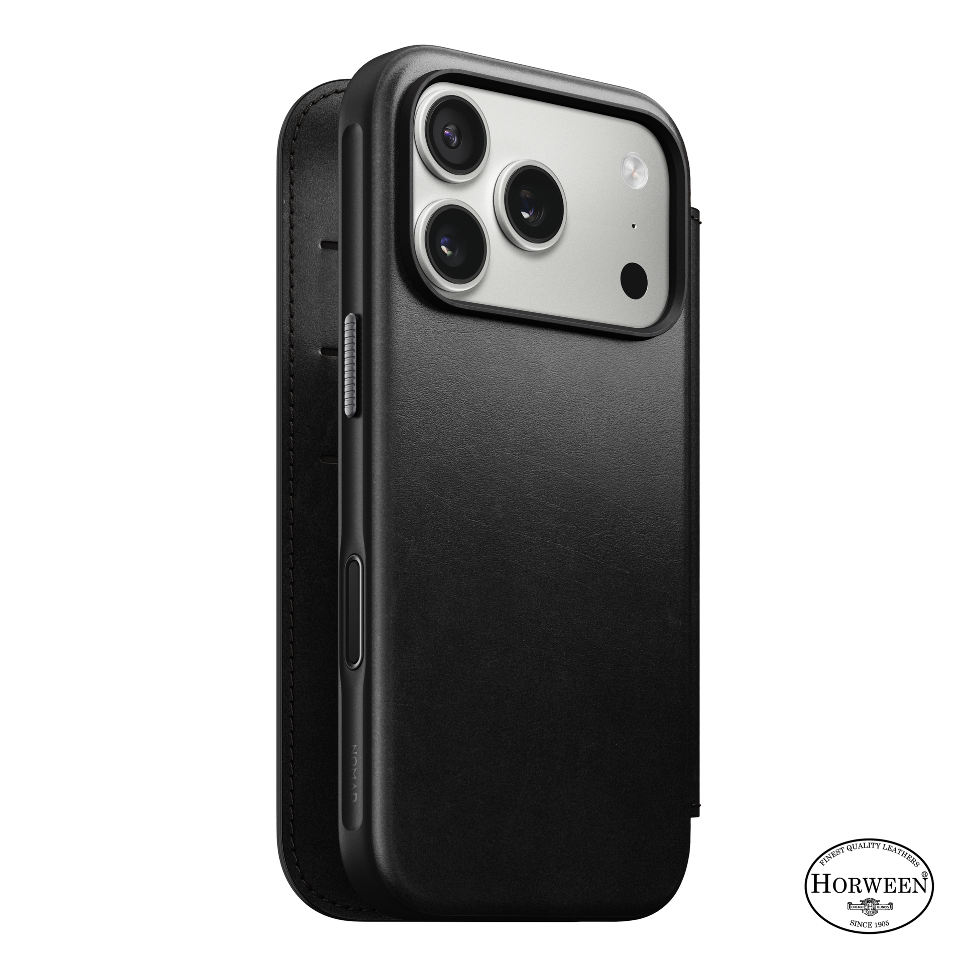 Nomad Modern Leather Folio Horween iPhone 17 Pro hoesje zwart