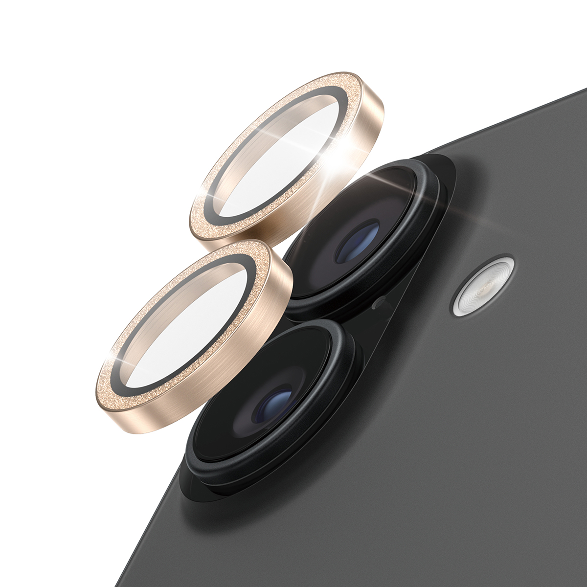 PanzerGlass Hoops Glitter iPhone 17 cameralens protector goud