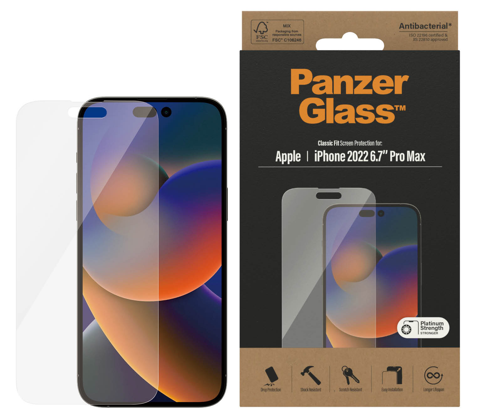 PanzerGlass originele Glazen iPhone 14 Pro Max&nbsp;screenprotector