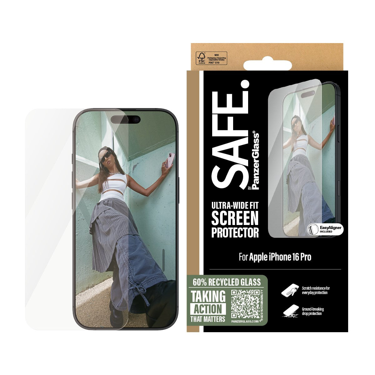 PanzerGlass SAFE iPhone 16 Pro Ultra Wide Fit glazen screenprotector