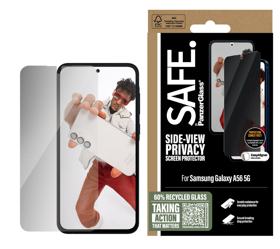 PanzerGlass SAFE Privacy Galaxy A56 Wide Fit glazen screenprotector