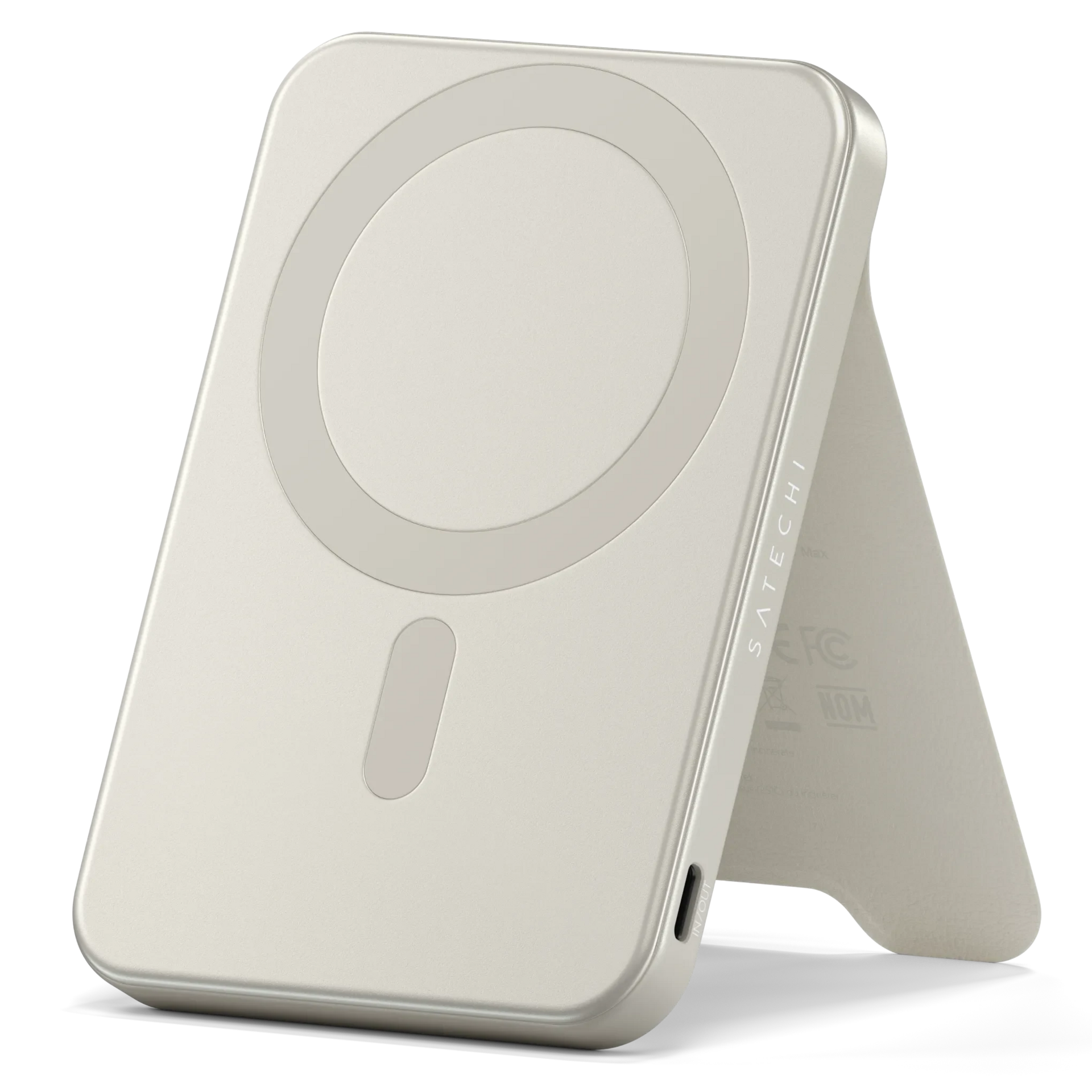 Satechi On-the-Go MagSafe powerbank 5000 mAh met stand beige