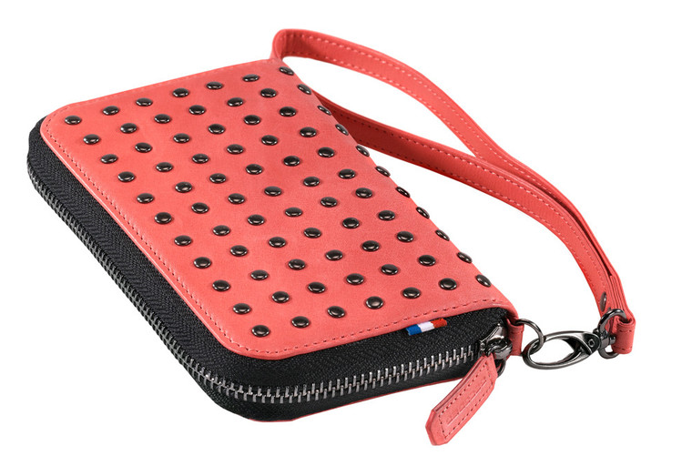 Decoded Leder-Geldb&ouml;rse mit Nieten, rosa