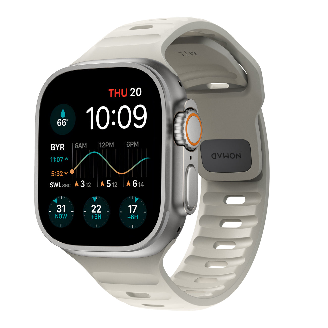 Nomad Sport FKM- Apple Watch 49 / 46 / 45 mm Armband in Stone Beige