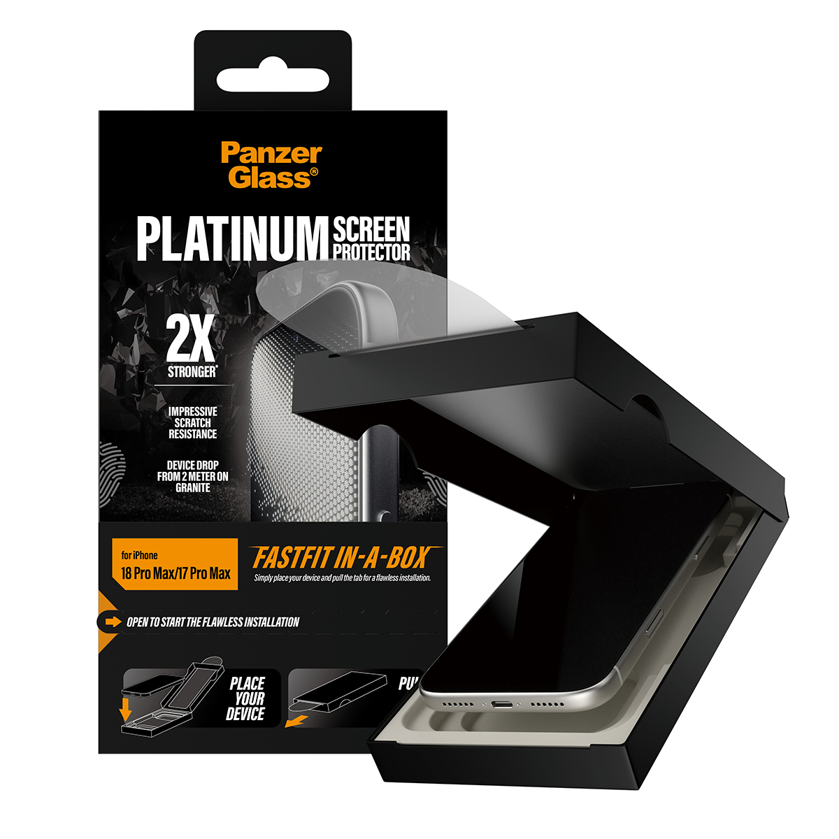 PanzerGlass Platinum iPhone 18 Pro Max glazen screenprotector fastfit