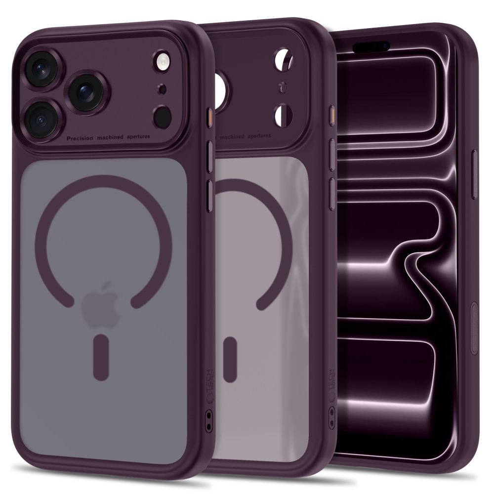 TechProtection Peak CC MagSafe iPhone 18 Pro hoesje mat dark cherry