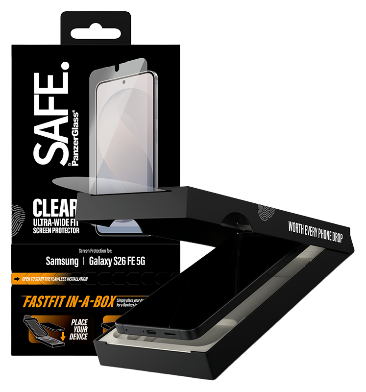 PanzerGlass Ultra Wide Fit Galaxy S26 FE screenprotector FastFit in a box