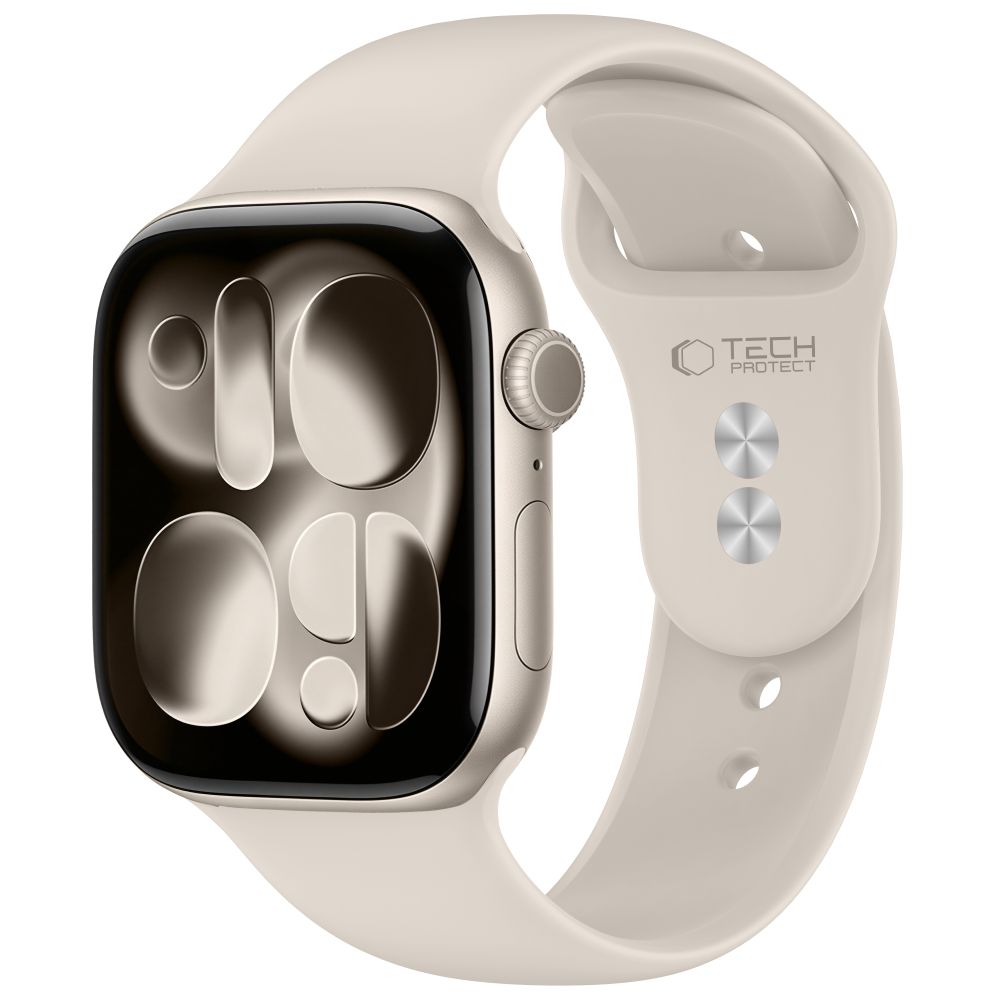 TechProtection Silicone Apple Watch 42 / 41 / 40 mm bandje starlight