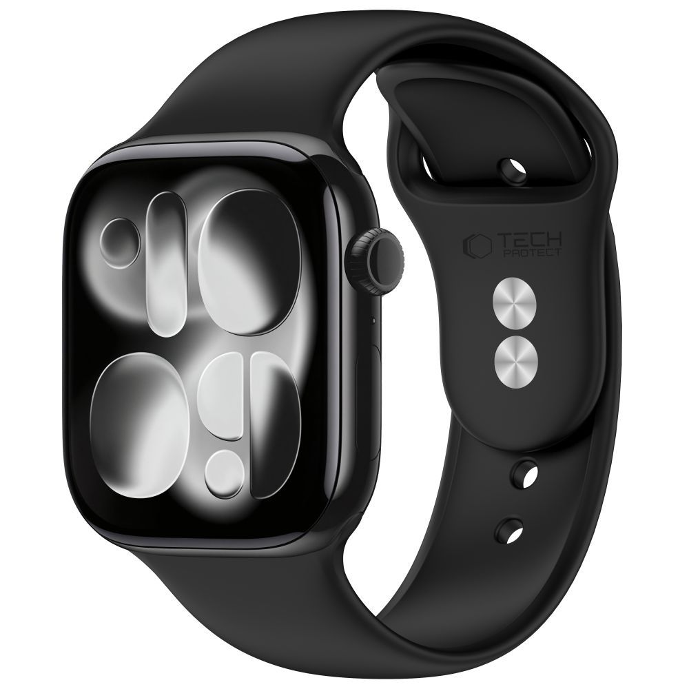 TechProtection Silicone Apple Watch 42 / 41 / 40 mm bandje zwart
