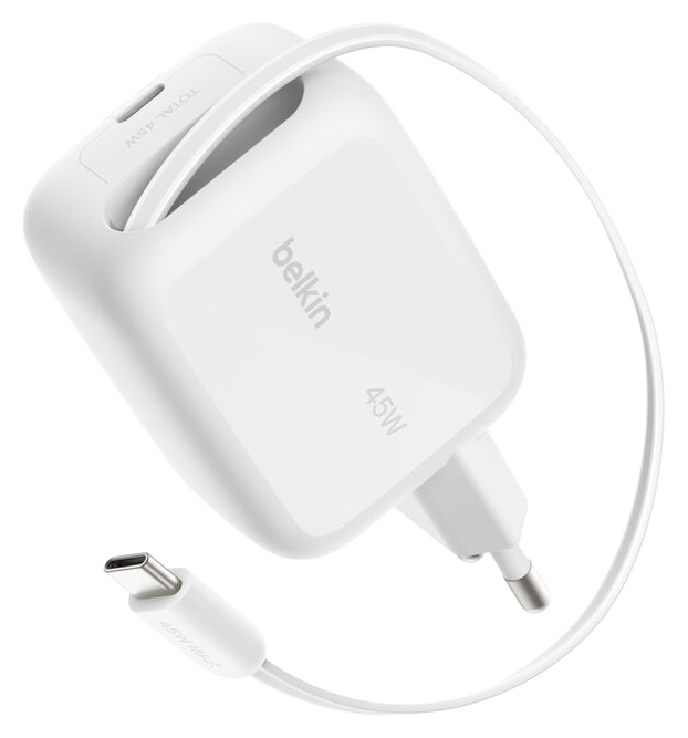 Belkin UltraCharge GaN wandlader 45 watt met uittrekbare kabel