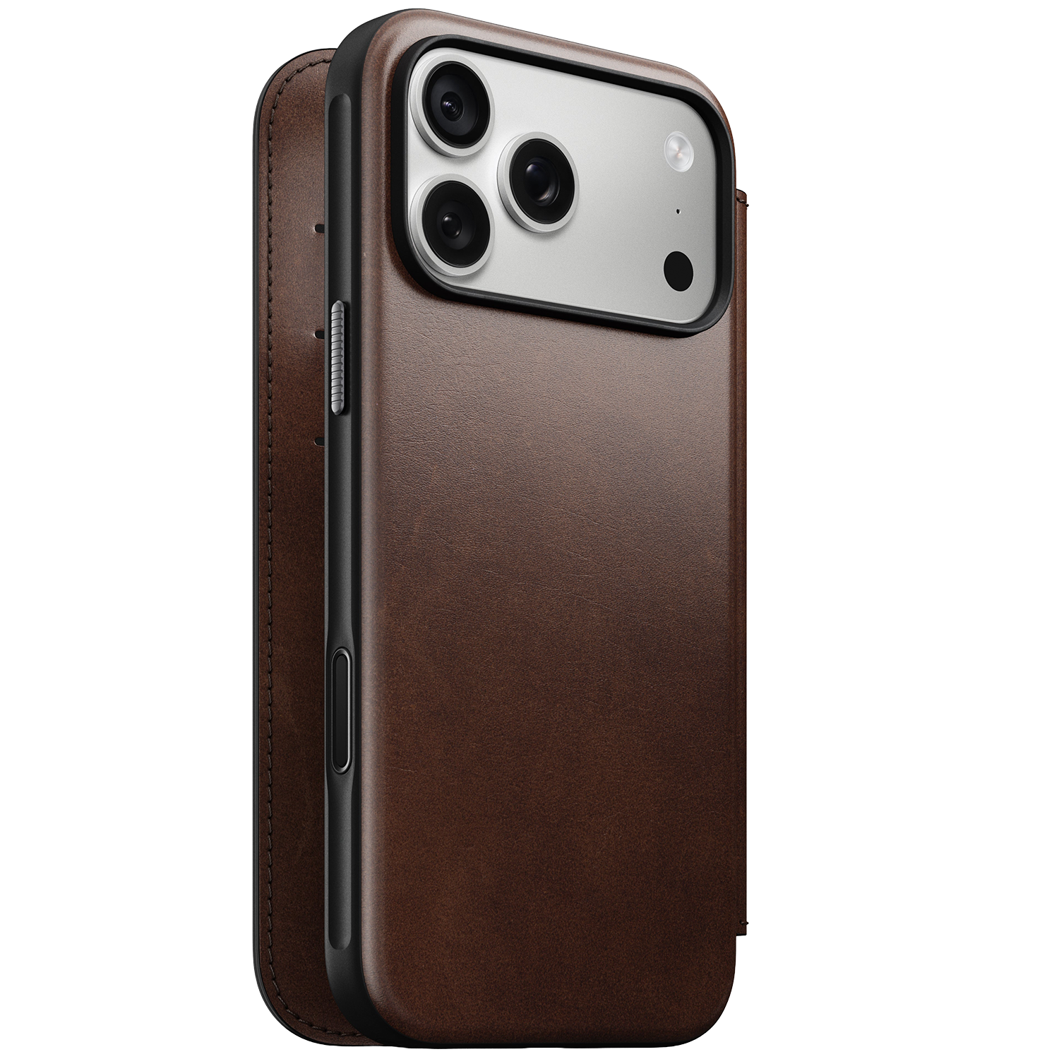 Nomad Modern Leather Horween Folio iPhone 18 Pro hoesje rustic bruin